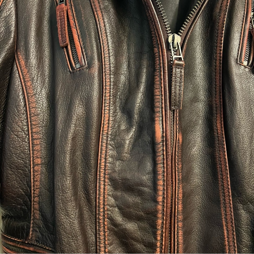 Black Rivet Dark Brown Jacket with Red and White Stars - Picture 5 of 11